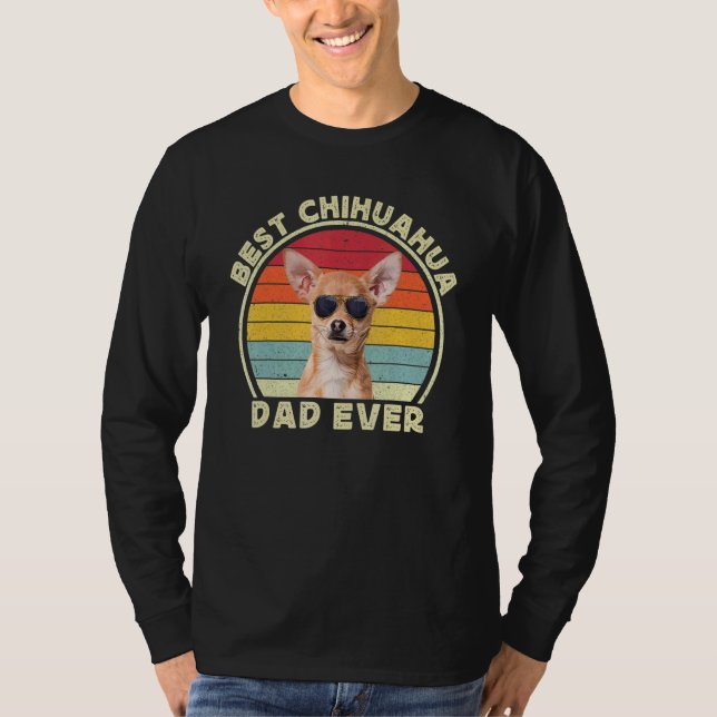 Camiseta Best Chihuahua Dad For Men Retro Brown Chiwawa  Do (Frente)