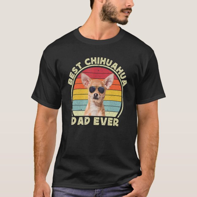 Camiseta Best Chihuahua Dad For Men Retro Brown Chiwawa  Do (Frente)