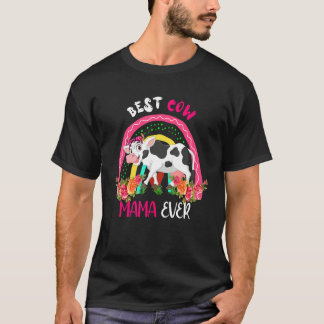 Camiseta Best Cow Mama Ever Cute Cow Bow Tie Farmer Mother'