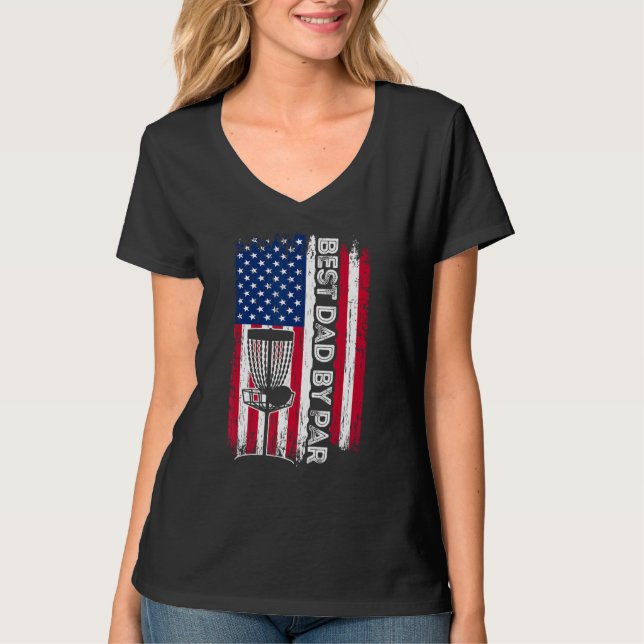 Camiseta Best Dad By Par Shirt American Flag Father's Day D (Frente)