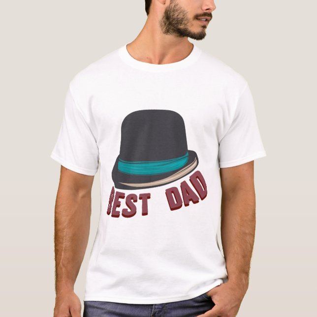 Camiseta best dad chapeau melon famille papa humour 9 (Frente)