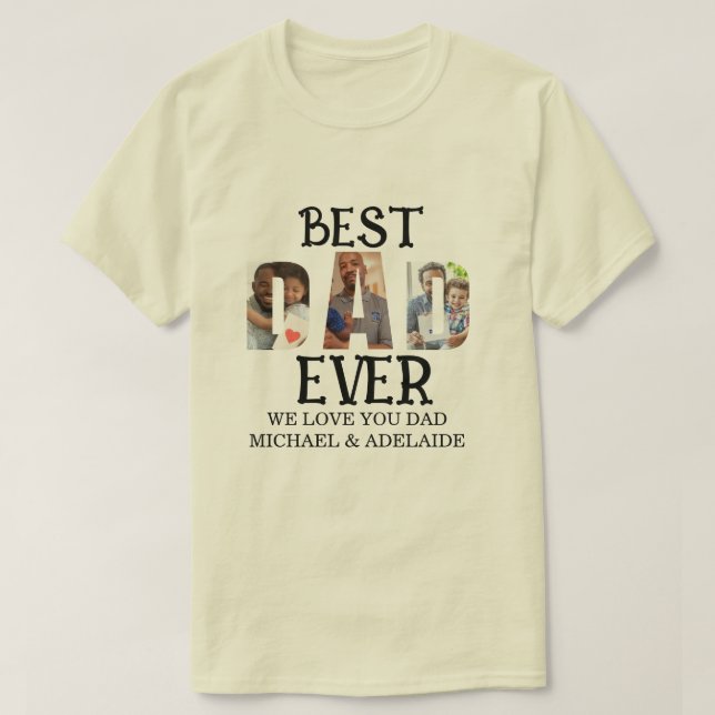 Camiseta Best Dad Ever 3 Photo Collage Custom Father’s Day  (Frente do Design)