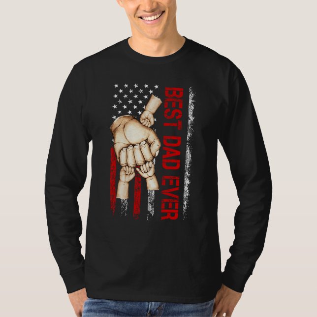 Camiseta Best Dad Ever America Flag Dad Have 3 Child Father (Frente)