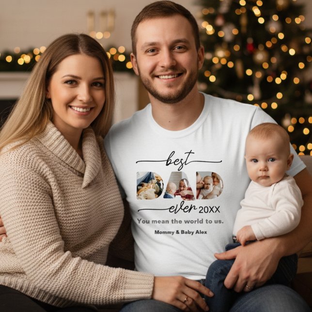 Camiseta Best dad ever| Father's Day Dad Cut out 3 Photos (Criador carregado)