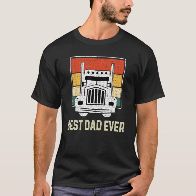 Camiseta Best Dad Ever Flag truck dad trucker dad best truc (Frente)