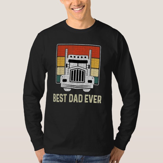 Camiseta Best Dad Ever Flag truck dad trucker dad best truc (Frente)