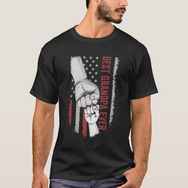 Camiseta Best Dad Ever Grandpa American Flag  For Dad (Frente)