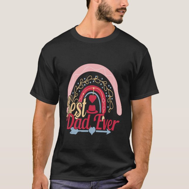 Camiseta Best Dad Ever Rainbow Daddy Papa Father s Day 2023 (Frente)