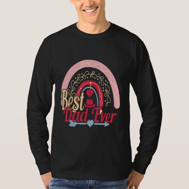 Camiseta Best Dad Ever Rainbow Daddy Papa Father s Day 2023 (Frente)