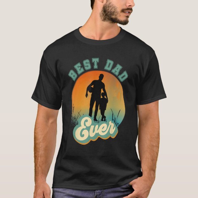 Camiseta Best Dad Ever Retro Sunset Football Daddy & Son (Frente)