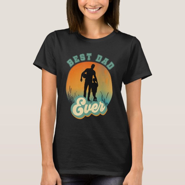 Camiseta Best Dad Ever Retro Sunset Football Daddy & Son (Frente)