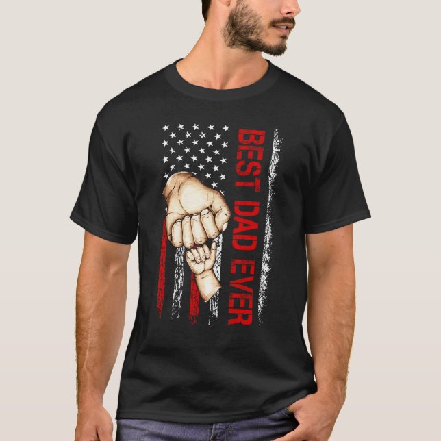 Camiseta Best Dad Ever USA Flag Dad Have A Child  Father s  (Frente)