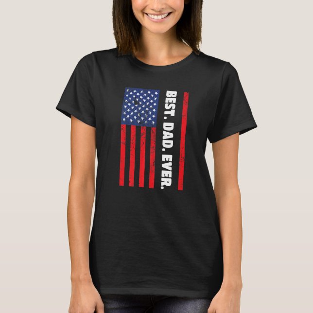 Camiseta Best Dad Ever USA Vertical Flag (Frente)