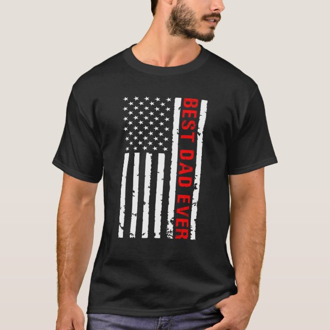 Camiseta Best Dad Ever with American Flag (Frente)