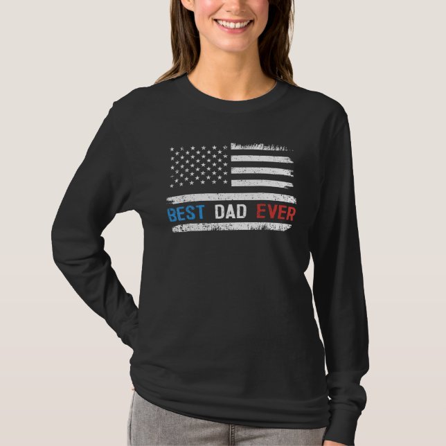 Camiseta Best Dad Ever With US American Flag  Fathers Day D (Frente)