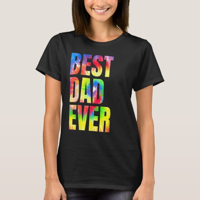 Camiseta Best Dad Ever With US Flag Tie Dye Fathers Day 1 (Frente)