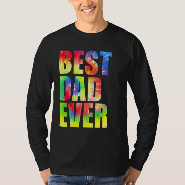 Camiseta Best Dad Ever With US Flag Tie Dye Fathers Day 2 (Frente)