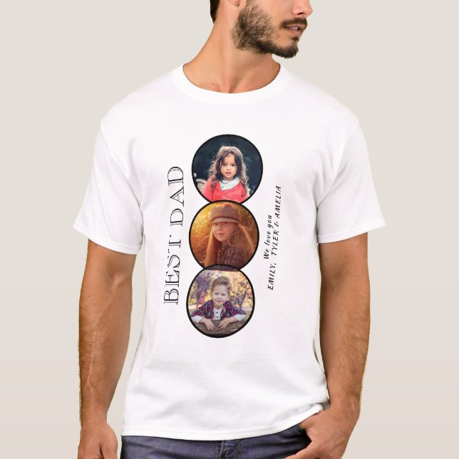 Camiseta Best Dad Father`s Day 3 Oval Photo Collage (Frente)