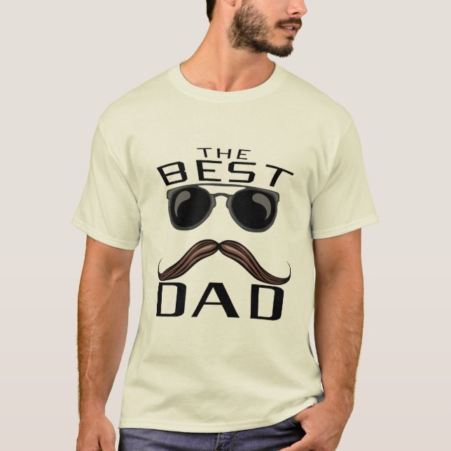 Camiseta best dad moustache lunette de soleil famille papa  (Frente)