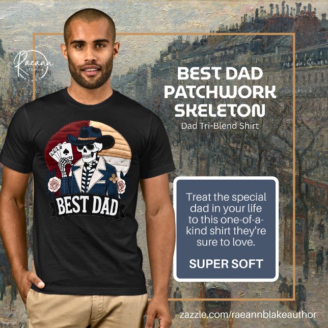 Camiseta Best Dad Patchwork Skeleton Tri-Blend Shirt (Criador carregado)