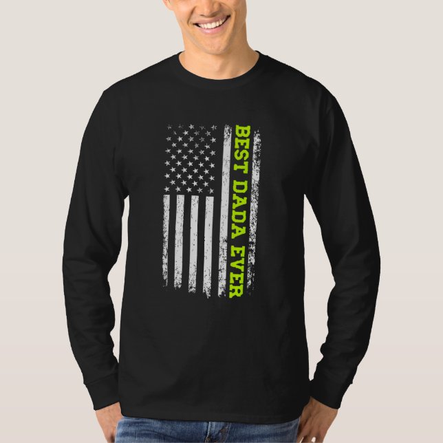Camiseta Best Dada Ever 4th Of July American Flag Patriotic (Frente)