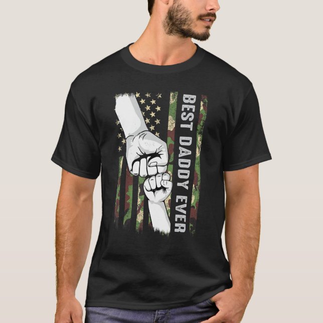 Camiseta Best Daddy Ever Fist Pump With US American Flag Fa (Frente)