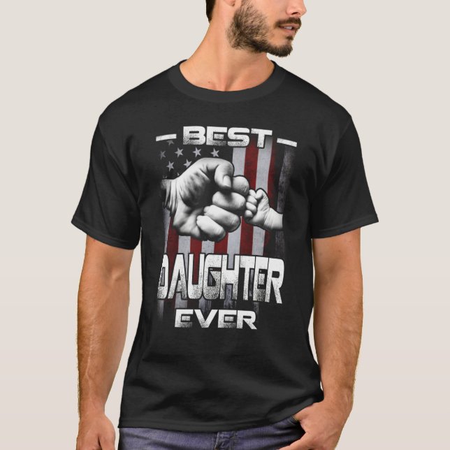Camiseta Best Daughter Ever Fist bump USA Flag Father's Day (Frente)