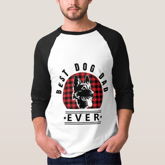Camiseta Best Dog Dad Ever Buffalo Check Design T-Shirt (Frente)