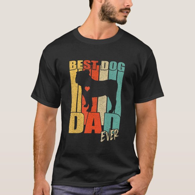 Camiseta Best Dog Dad Ever English Bulldog Fathers Day Vint (Frente)