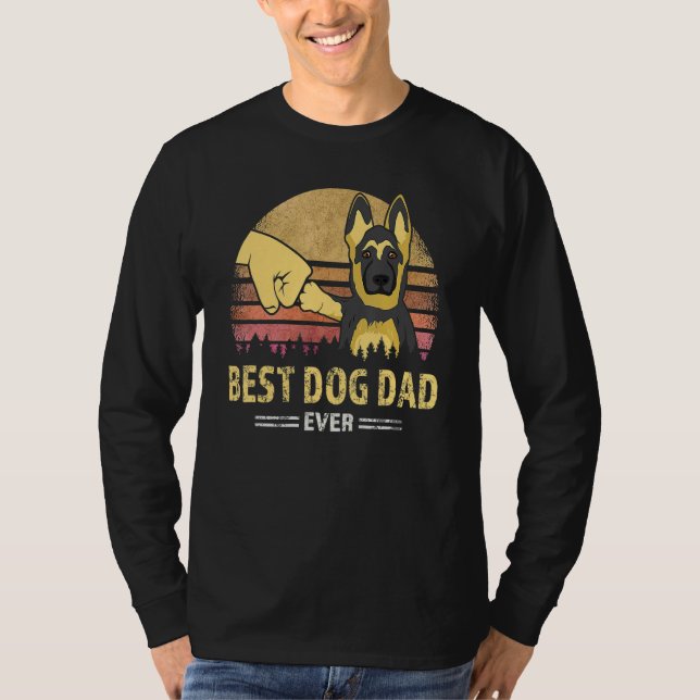 Camiseta Best Dog Dad Ever German Shepherd Retro Puppy  Des (Frente)