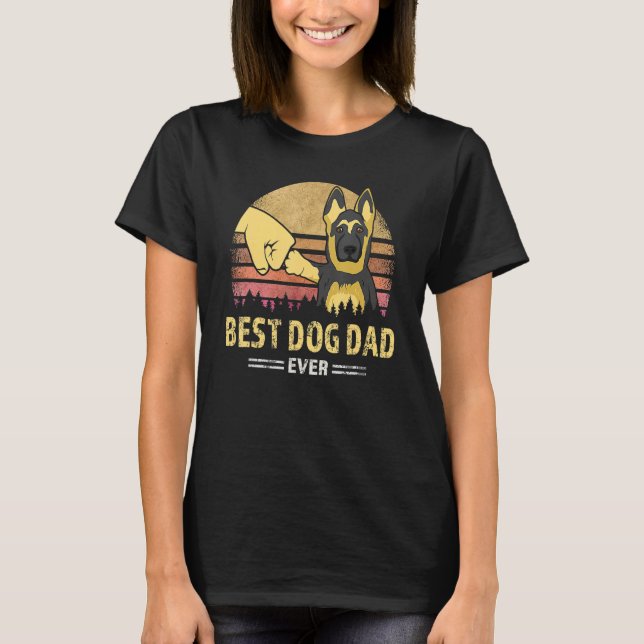 Camiseta Best Dog Dad Ever German Shepherd Retro Puppy  Des (Frente)