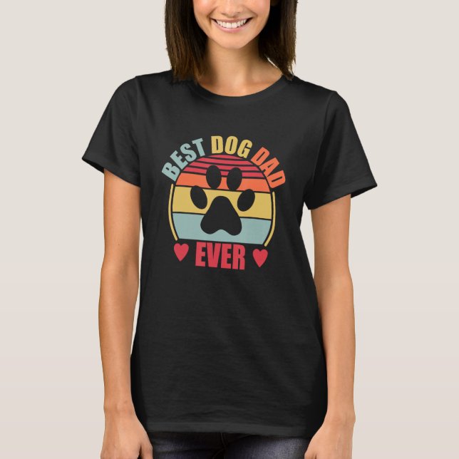 Camiseta Best Dog Dad Ever  Retro Dog Paw (Frente)
