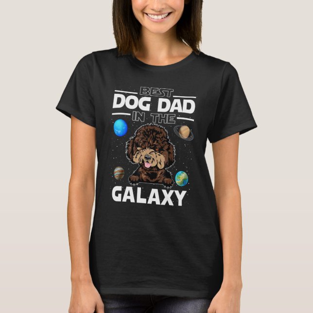 Camiseta Best Dog Dad In The Galaxy Poodle Puppy Dogs (Frente)