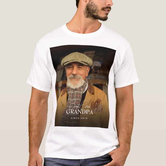 Camiseta Best Ever Grandpa Since 20XX Simple Photo Basic (Frente)