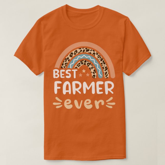 Camiseta Best farmer ever Leopard Rainbow Mom  (Frente do Design)