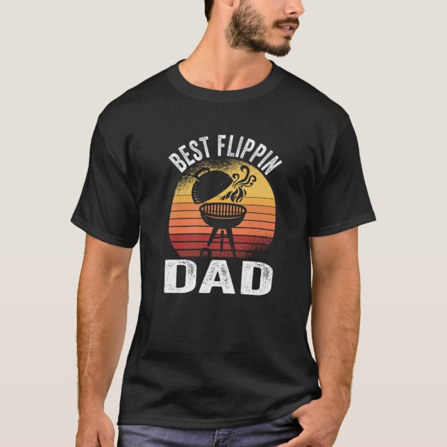 Camiseta Best Flippin Dad Barbecue Smoking Meat BBQ Grill G (Frente)