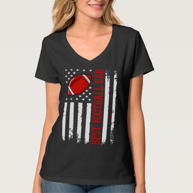 Camiseta Best Football Dad Football Daddy US Flag (Frente)