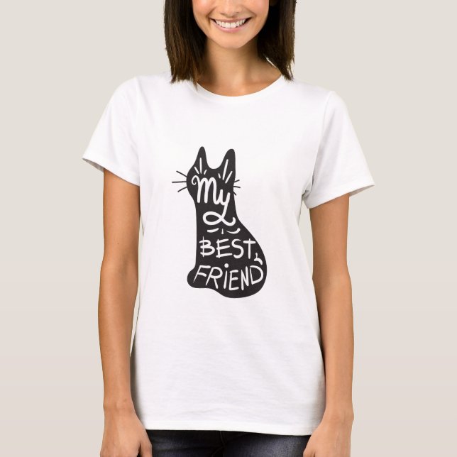 Camiseta Best Friend Is My Cat Funny Black Cat Quote  (Frente)