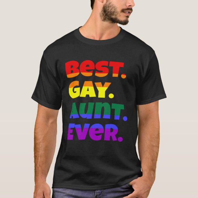 Camiseta Best Gay Aunt Ever LGBTQ Gay Pride Flag Month Rain (Frente)