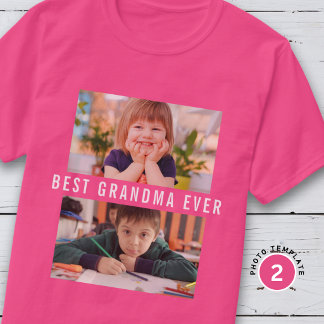 Camiseta Best Grandma Ever Grandkids 2 Photo Collage Pink