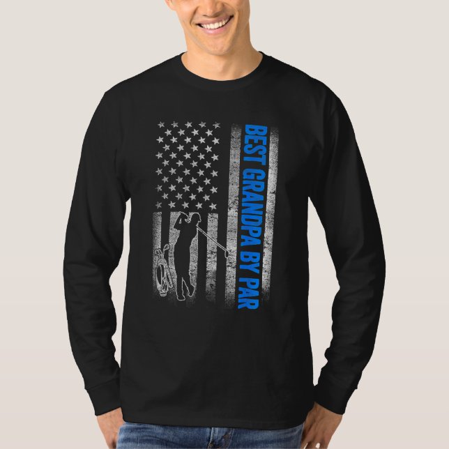 Camiseta Best Grandpa By Par  Golf US American Flag Father  (Frente)
