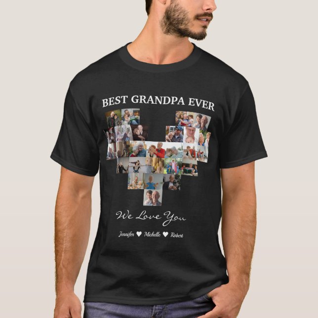 Camiseta Best Grandpa Ever Custom Photos Grandchildren Name (Frente)