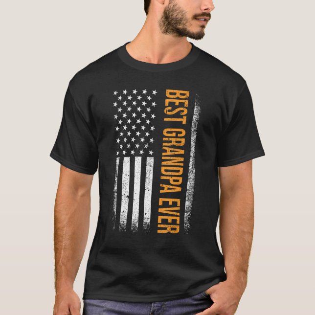 Camiseta Best Grandpa ever US american flag for father s da (Frente)