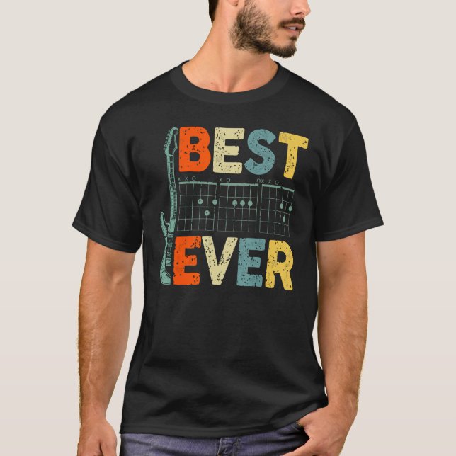 Camiseta Best Guitar Dad Ever Guitarist Father Day Chord  G (Frente)