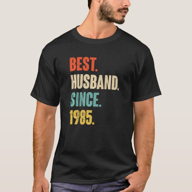 Camiseta Best Husband Since 1985  37 Wedding Anniversary Fo (Frente)