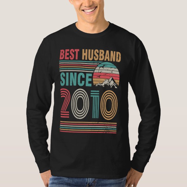 Camiseta Best Husband Since 2010 Happy Wife Bride Groom Wed (Frente)