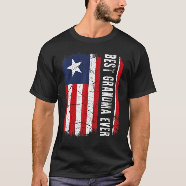 Camiseta Best Liberian Grandma Ever Liberia Flag Mother's D (Frente)