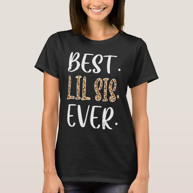 Camiseta Best Lil Sis Ever Costume Little Sister  Leopard (Frente)