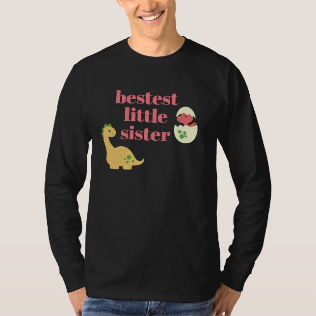 Camiseta Best little sister cute dinosaur rex family graphi (Frente)