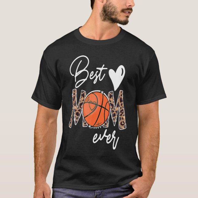 Camiseta Best Mom Ever Basketball Leopard Basket Mom Mother (Frente)
